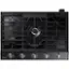 Front. Samsung - 30" Built-In Gas Cooktop with WiFi and Dual Power Brass Burner - Black Stainless Steel.
