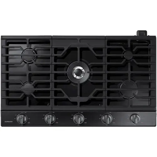 Front. Samsung - 30" Built-In Gas Cooktop with WiFi - Fingerprint Resistant Black Stainless Steel.