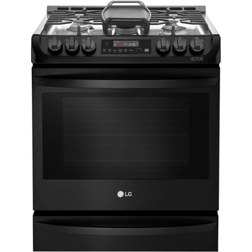LG - 6.3 Cu. Ft. Self-Cleaning Slide-In Gas  with ProBake Convection - Matte Black Stainless Steel-Front_Standard 
