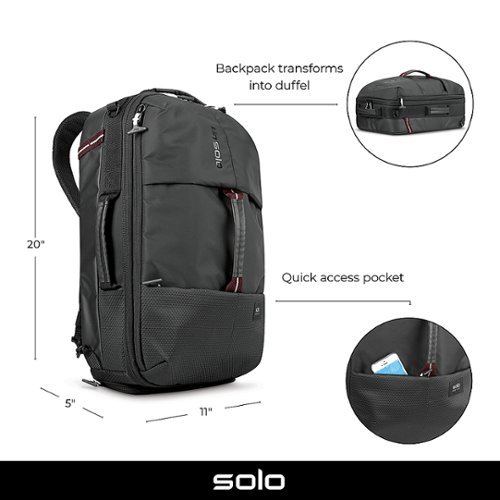 Solo New York Varsity Collection All-Star Duffel Backpack - Black WORLDWIDE DELIVERY