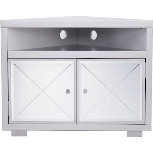 SEI Furniture - Mirage Mirrored Corner TV Stand for Most Flat Screen TVs Up to 34.8" - Matte Silver/Mirror-Front_Standard 
