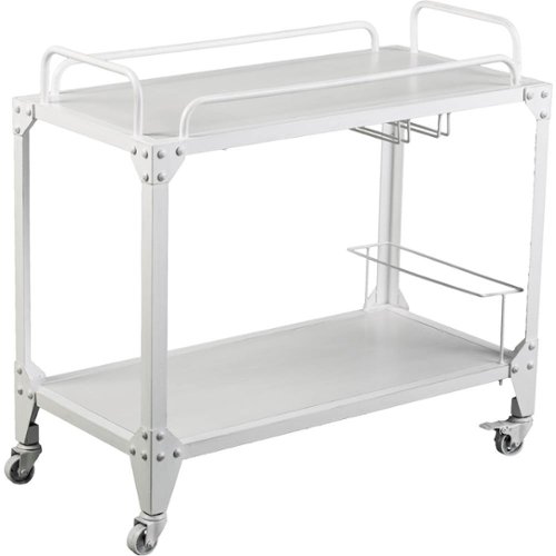 SEI Furniture - Delmar Mobile Bar Cart - Distressed White