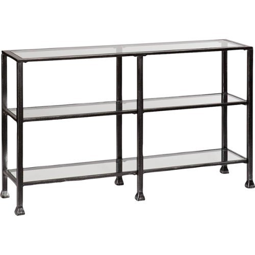 SEI Furniture - Metal/Glass 3-Tier Console Table - Distressed Black