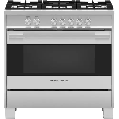 Front. Fisher & Paykel - 4.9 Cu. Ft. Freestanding Gas Convection Range - Brushed Stainless Steel.