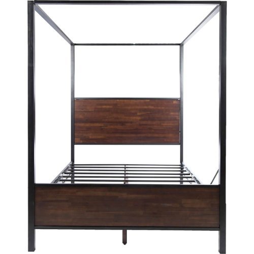 Noble House - Codington 63" Queen-Size Canopy Bed - Walnut & Black-Front_Standard 