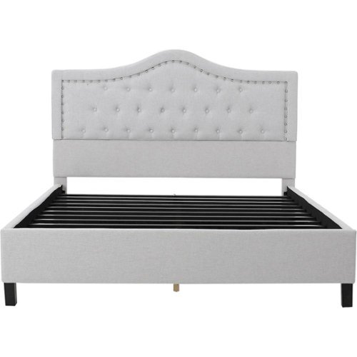 Noble House - Greer Upholstered Queen Bed - Light Gray-Front_Standard 
