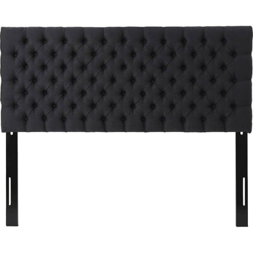 Noble House - Brooks 62" Full-Size/Queen Upholstered Headboard - Dark Charcoal/Black Steel-Front_Standard 