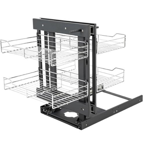 Stock Preferred - 11-Inch Blind Corner Cabinet Pull-Out Organizer - Dark Gray, Silver-Front_Standard 