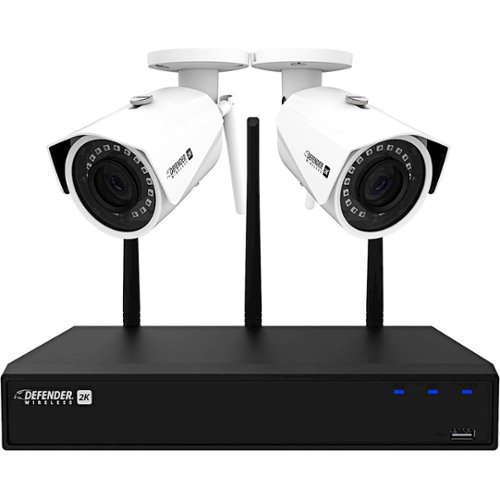  Defender - 4-Channel, 2-Camera Wireless 4.0MP 1TB NVR Surveillance System - Black/White