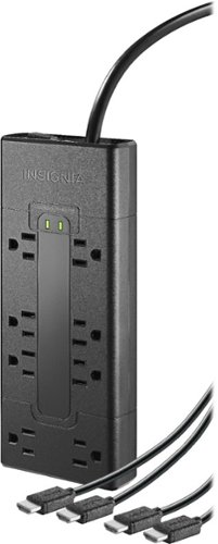 Insignia™ - 8-Outlet Surge Protector with Two 8’ 4K UltraHD/HDR HDMI Cables - Black