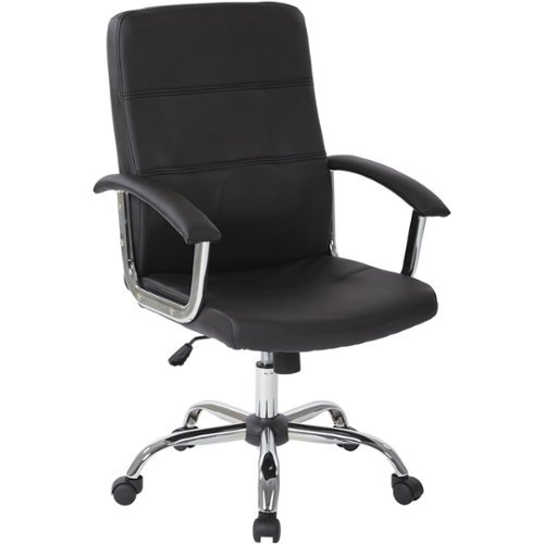 AveSix - Malta 5-Pointed Star Faux Leather Office Chair - Black-Front_Standard 