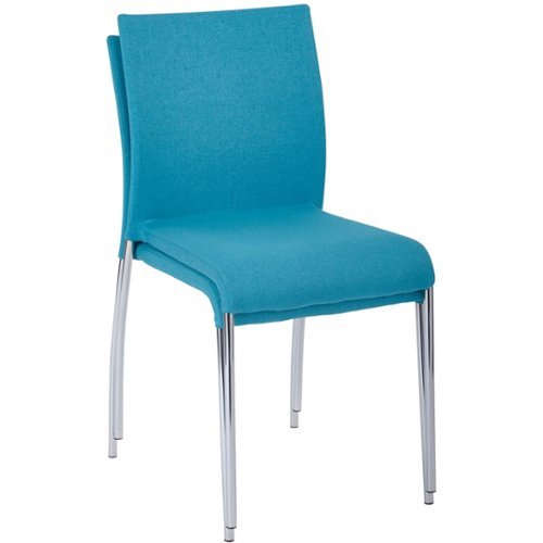 AveSix - Conway 4-Leg Fabric and Steel Office Chairs (Set of 2) - Aqua/Chrome