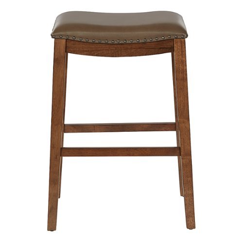 OSP Home Furnishings - Metro 29" Leather Saddle Stool with Nail Head Accents - Molasses