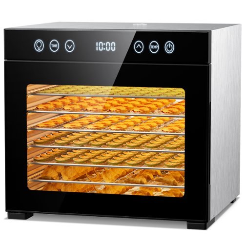 Teendow - 8-Layer Stainless Steel Food Dehydrator – Fast Drying, Compact Footprint, BPA-Free Trays, Touch Controls - Black-Front_Standard 