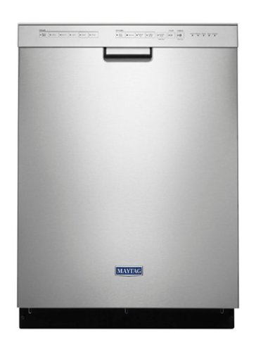 "Maytag - 24"" Front Control Built-In Dishwasher with Stainless Steel Tub - Stainless Steel"