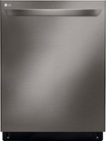 LG - 24" Top-Control Built-In Smart Wifi-Enabled Dishwasher with Stainless Steel Tub, Quadwash, and 3rd Rack - Black stainless steel - Front_Standard