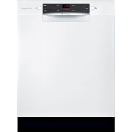 Bosch - 300 Series 24" Front Control Built-In Dishwasher with Stainless Steel Tub - White-Front_Standard 