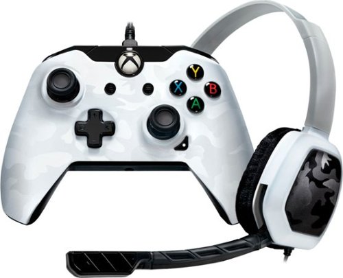 PDP - Wired with Afterglow LVL1 Chat Headset Controller for PC and Xbox One - Camo White-Front_Standard 