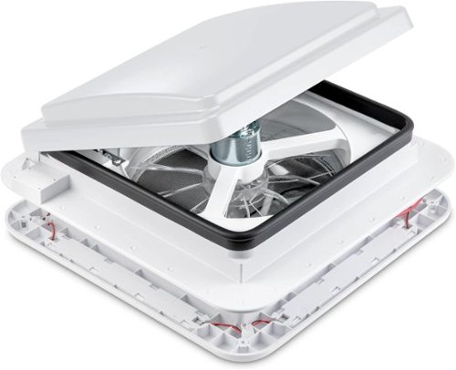 Hike Crew - 11” RV Roof Vent Fan, 12V Manual Camper Fan with 3-Speeds & LED Light - Lid - White-Front_Standard 