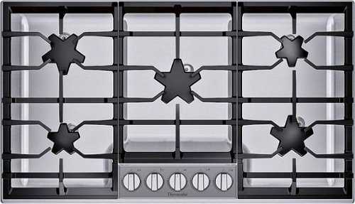Thermador - Masterpiece 36" Built-In Gas Cooktop with 5 Pedestal Star Burners and ExtraLow Slect - Stainless steel