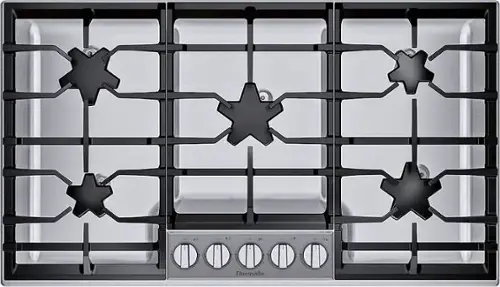Front. Thermador - Masterpiece 36" Built-In Gas Cooktop with 5 Pedestal Star Burners and ExtraLow Slect - Stainless Steel.