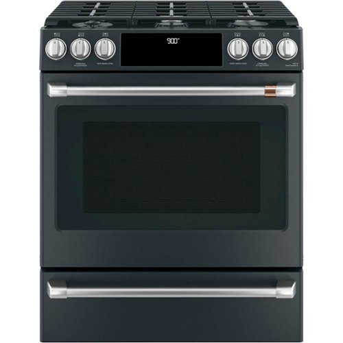 Café - 5.7 Cu. Ft. Self-Cleaning Slide-In Dual Fuel Convection Range - Matte Black-Front_Standard 