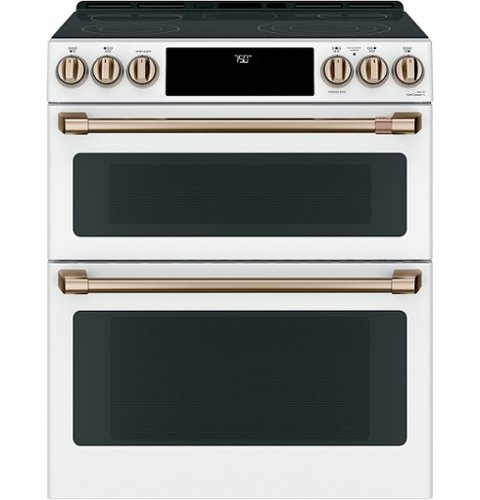 Café - 6.7 Cu. Ft. Slide-In Double Oven Electric True Convection Range with Built-In Wi-Fi - Matte white
