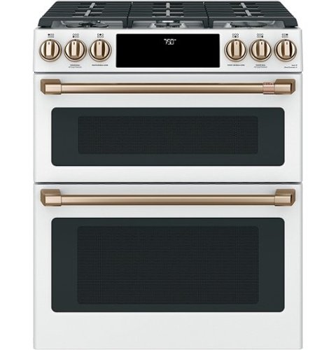Café - 6.7 Cu. Ft. Slide-In Double Oven Gas True Convection Range with Built-In Wi-Fi-Front_Standard 