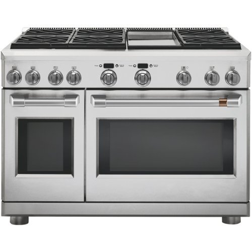 Café - 8.2 Cu. Ft. Self-Cleaning Freestanding Double Oven Dual Fuel Convection Range - Stainless Steel-Front_Standard 