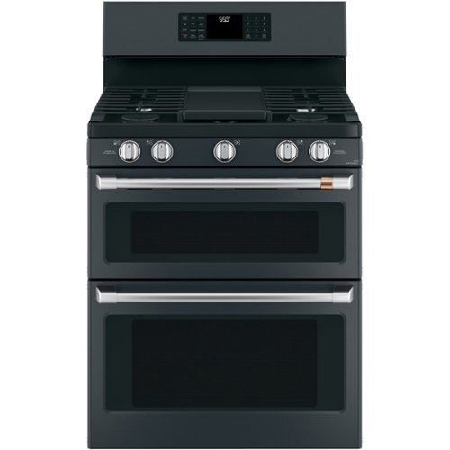 Café - 6.7 Cu. Ft. Freestanding Double Oven Gas Convection Range - Matte Black-Front_Standard 