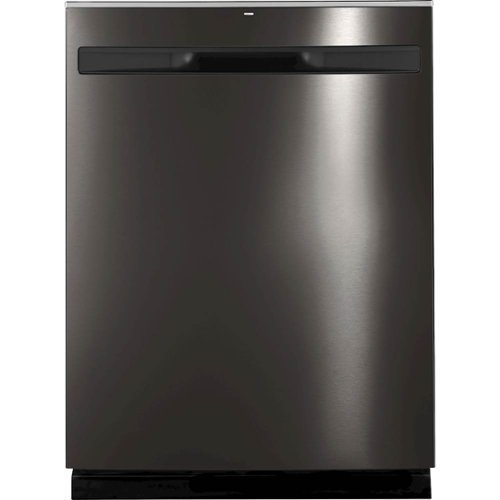 GE - 24" Top Control Tall Tub Built-In Dishwasher with Stainless Steel Tub - Black Stainless Steel-Front_Standard 