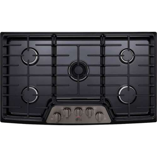LG - STUDIO 36" Gas Cooktop - Black Stainless Steel-Front_Standard 