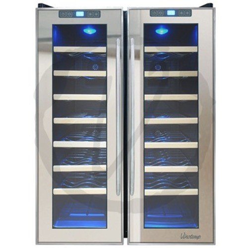  Vinotemp - 48-Bottle Dual-Zone Thermoelectric Mirrored Wine Cooler - Black