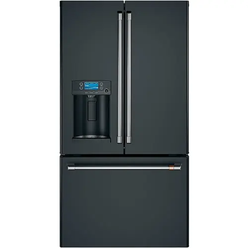 Front. Café - 27.8 Cu. Ft. French Door Refrigerator with Hot Water Dispenser, Customizable - Matte Black.