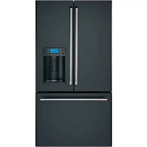 Front. Café - 22.2 Cu. Ft. French Door Counter-Depth Refrigerator, Customizable - Matte Black.