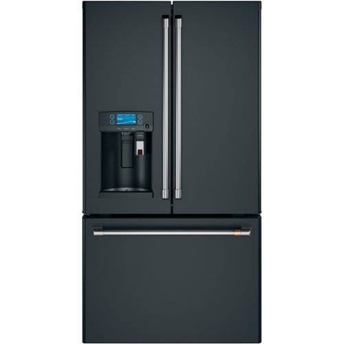 Café - 22.2 Cu. Ft. French Door Counter-Depth Refrigerator with Keurig Brewing System - Matte Black-Front_Standard 