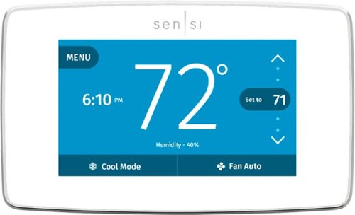 Emerson - Sensi Touch Smart Programmable Wi-Fi Thermostat-Works with Alexa, C-Wire Required - White