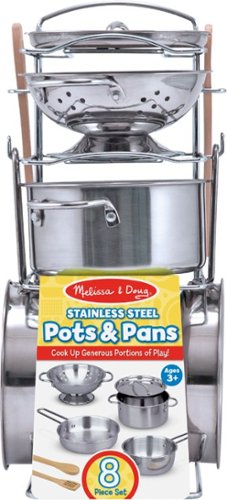  Melissa &amp; Doug - Let's Play House! Stainless Steel Pots &amp; Pans Play Set - Silver