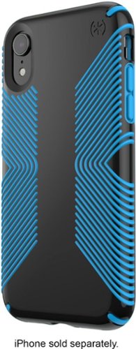 Speck - Presidio GLOSSY GRIP Case for Apple® iPhone® XR - Black/Neptune Blue-Front_Standard 