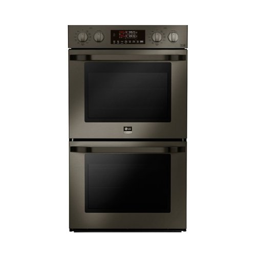 LG - STUDIO 30" Built-In Double Electric Convection Wall Oven - Black Stainless Steel-Front_Standard 