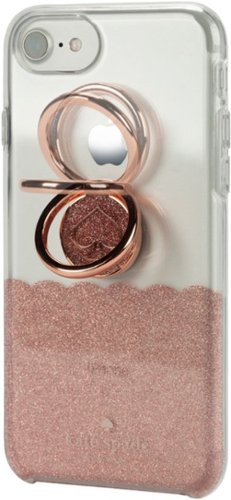 kate spade new york - Hardshell Case + Ring for Apple® iPhone® X and XS - Scallop Rose Gold Glitter/Clear-Front_Standard 