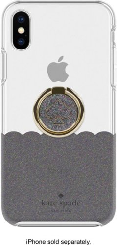 kate spade new york - Hardshell Case + Ring for Apple® iPhone® X and XS - Scallop Black Multi/Clear-Front_Standard 