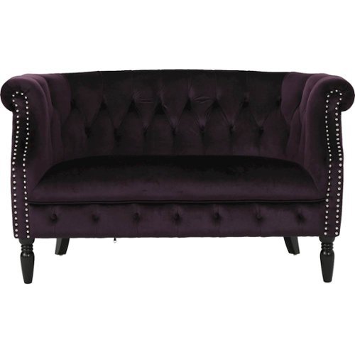 Noble House - Victoria New Velvet Loveseat - Blackberry-Front_Standard 