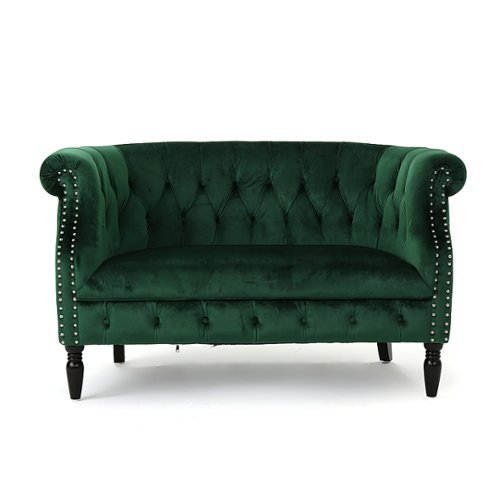 Noble House - Victoria New Velvet Loveseat - Emerald-Front_Standard 