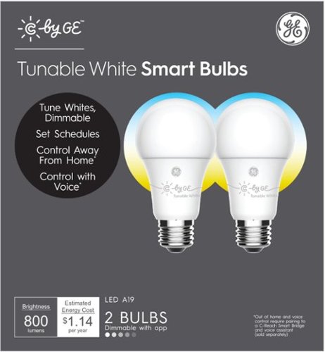C by GE A19 Bluetooth Smart LED Bulb with Google Assistant/Alexa/HomeKit (2-Pack) - Adjustable White GLOBAL SHIPPING