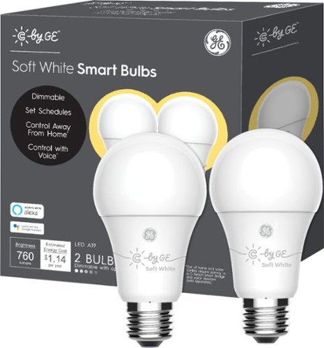  C by GE - A19 Bluetooth Smart LED Bulb with Google Assistant/Alexa/HomeKit (2-Pack) - White Only