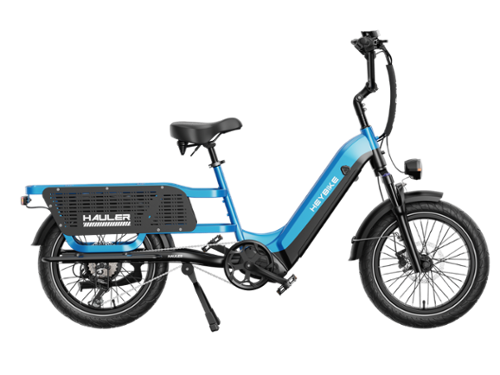Heybike - Hauler Cargo Ebike w/55mi Max Operating Range 28 mph Max Speed 440lbs Max Load -Single Battery - Blue-Front_Standard 