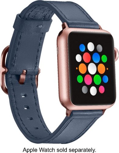  Platinum - Leather Watch Strap for Apple Watch 38mm and 40mm - Atlantic Navy Blue