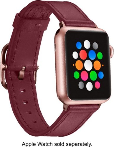  Platinum - Band Leather Watch Strap for Apple Watch 38mm and 40mm - Deep Red