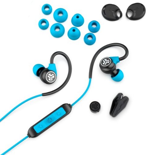 JLab Fit Sport Fitness Earbuds Wireless In-Ear Headphones - Black/Blue WORLDWIDE DELIVERY